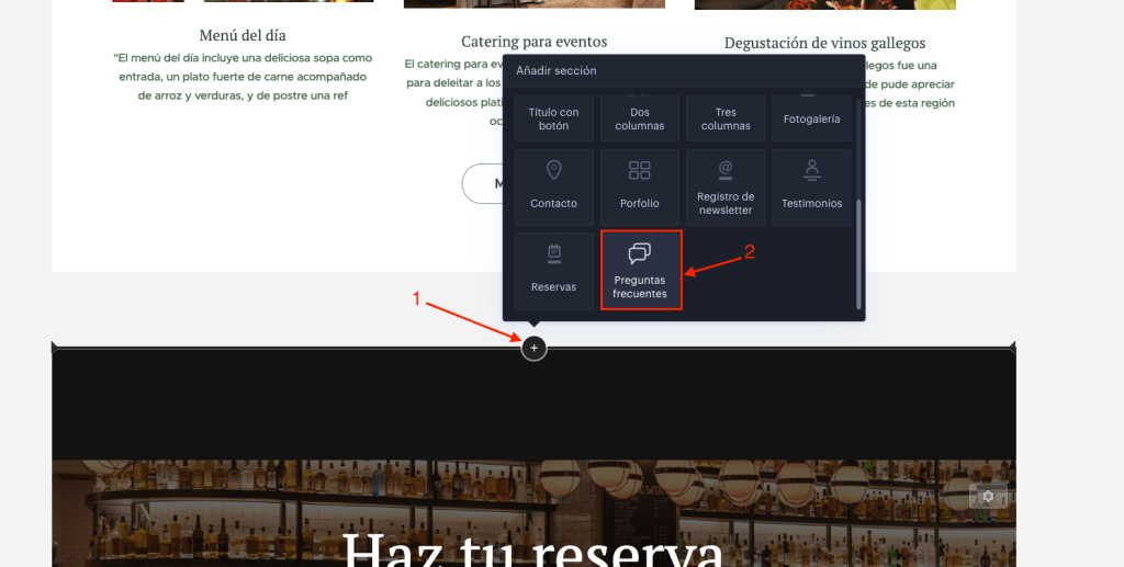 opción preguntas frecuentes