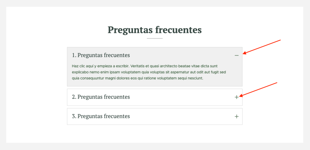 desplegar campos faq