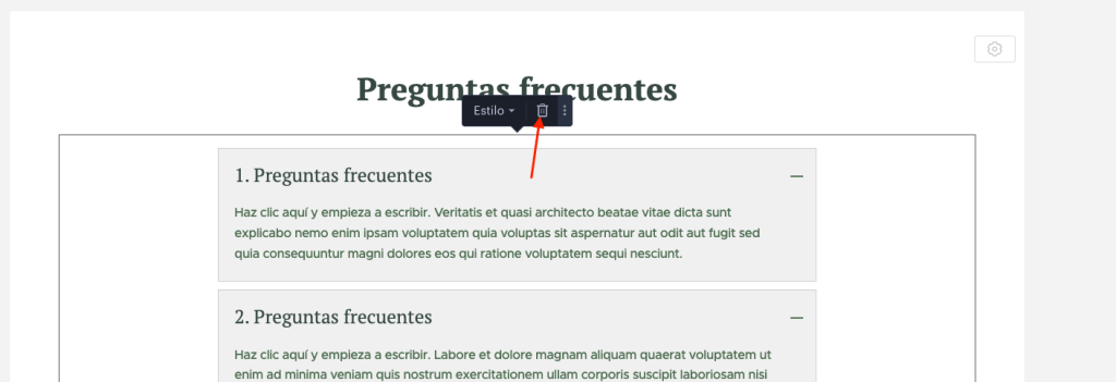 eliminar faq