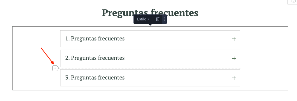 añadir nuevo campo faq