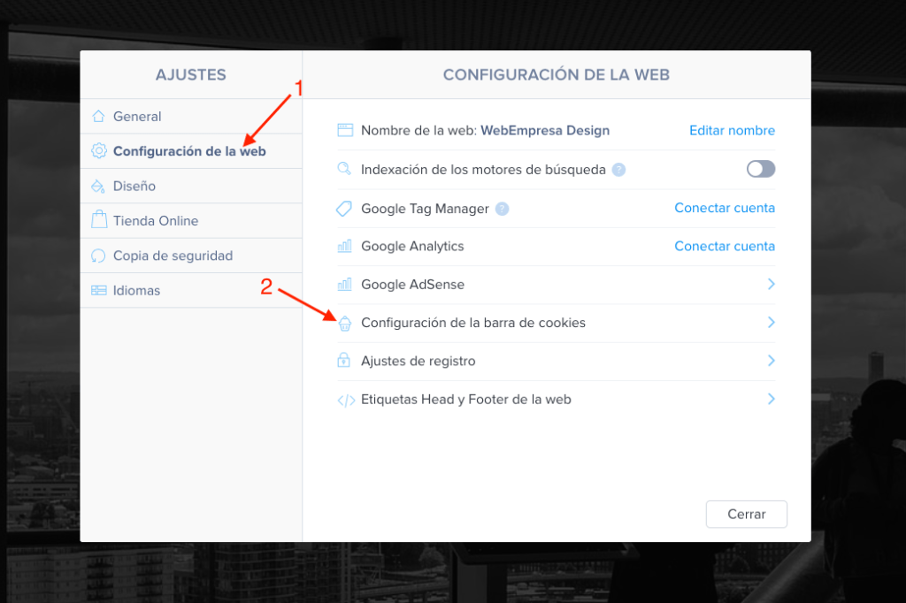 Configuracion de la web