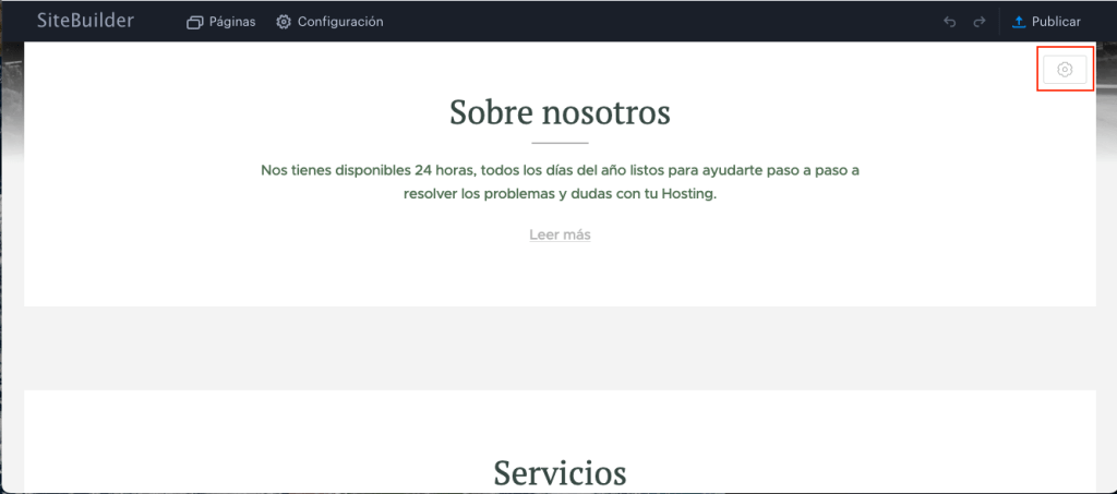 Editar una sección de WeBuilder