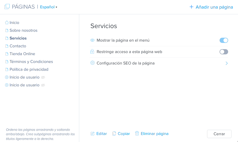 Restringir el acceso a una página