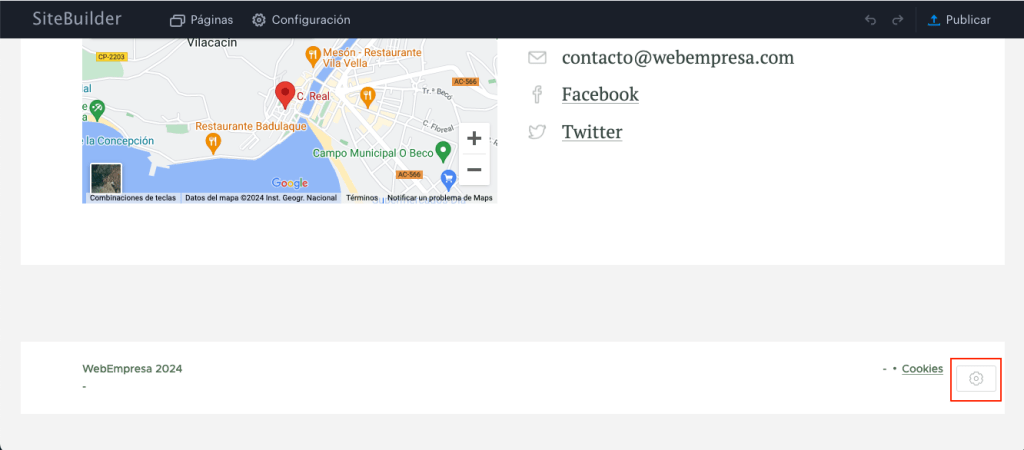 Edición del footer