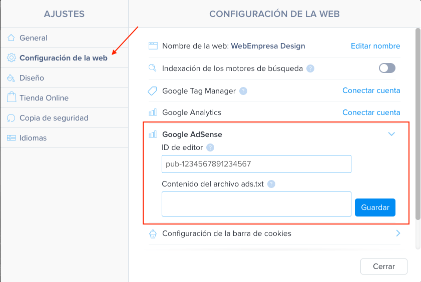 Opciones de AdSense Opciones de AdSense