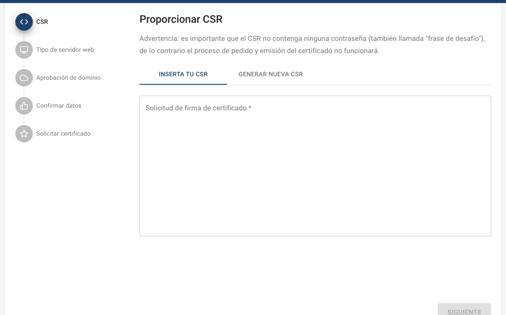 Insertar CSR