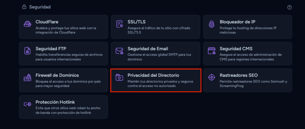 protección de directorio