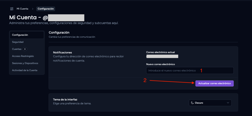 Actualizar cuenta