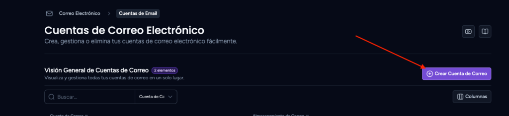 crear cuenta de correo