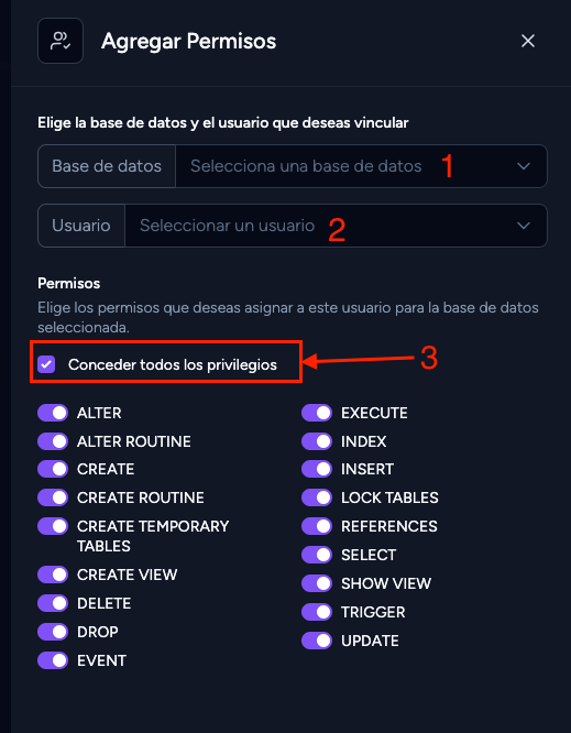 agregar permisos bd agregar permisos
