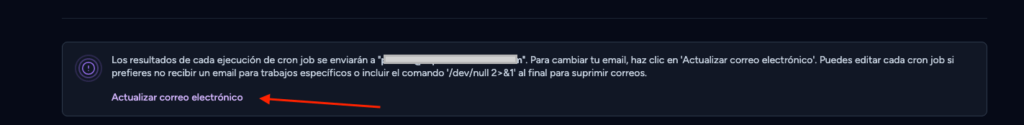 cambiar correo cron