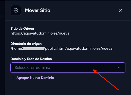 escoger dominio destino escoger dominio destino