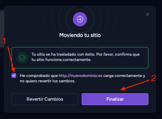 finalizar mover sitio finalizar mover sitio