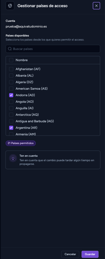 paises webmail