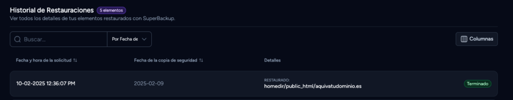 lista archivos