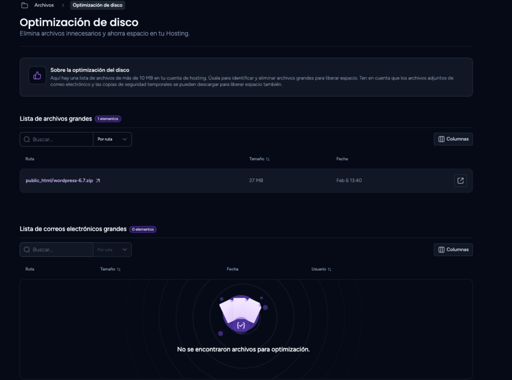 optimizacion disco