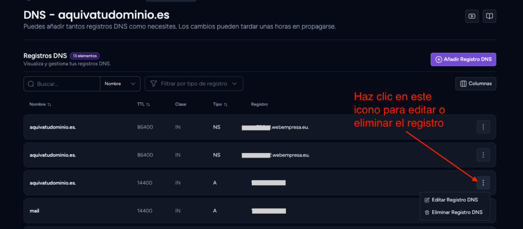 editar registros