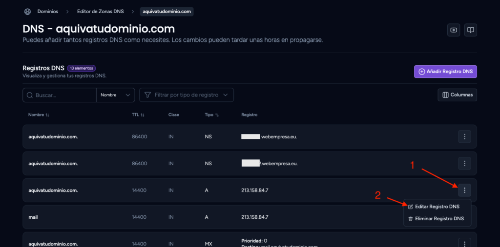 editar registro