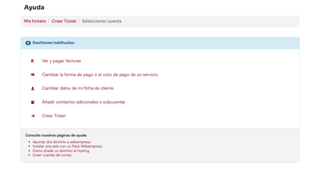 opciones ticket comercial