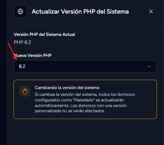 escoger la versión php del sistema escoger la versión php sistema