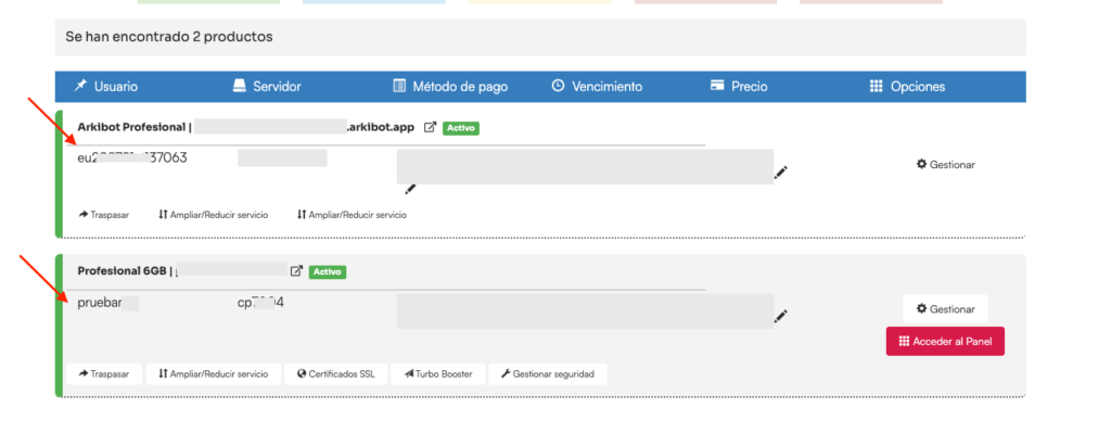 usuario wepanel