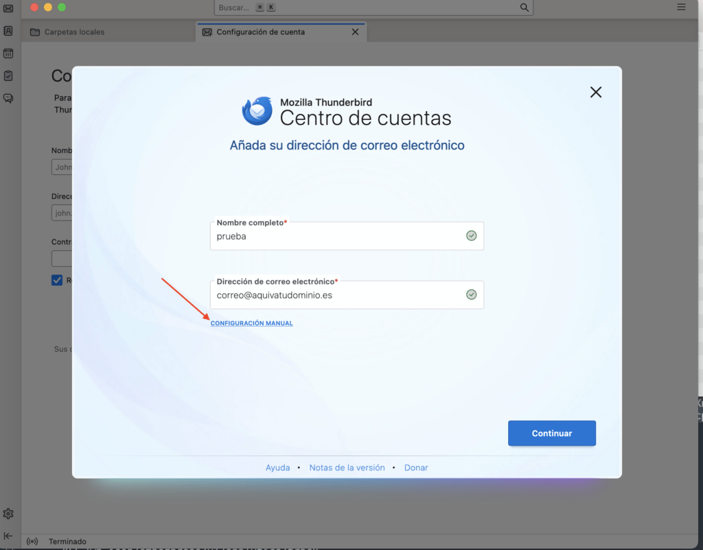 configuracion manual
