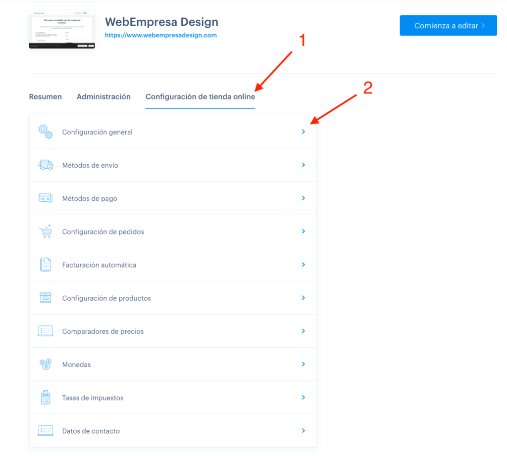 Configuracion general