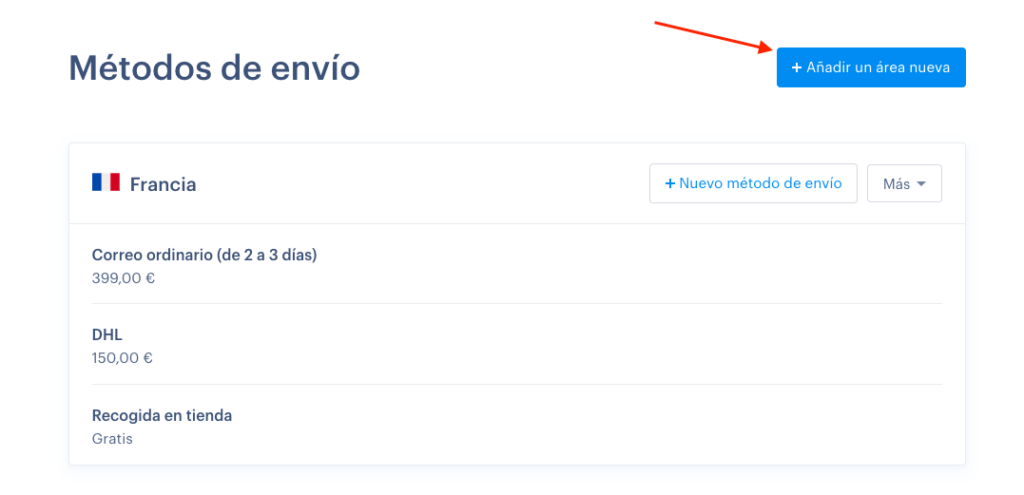 Añadir área nueva