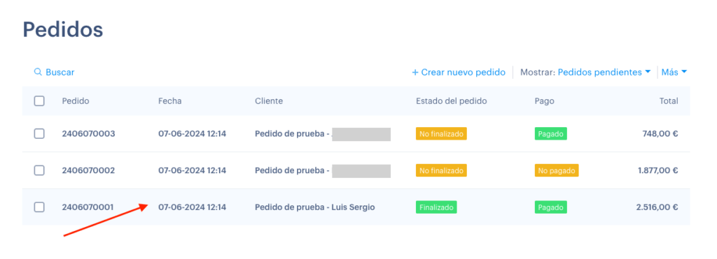 escoger pedido