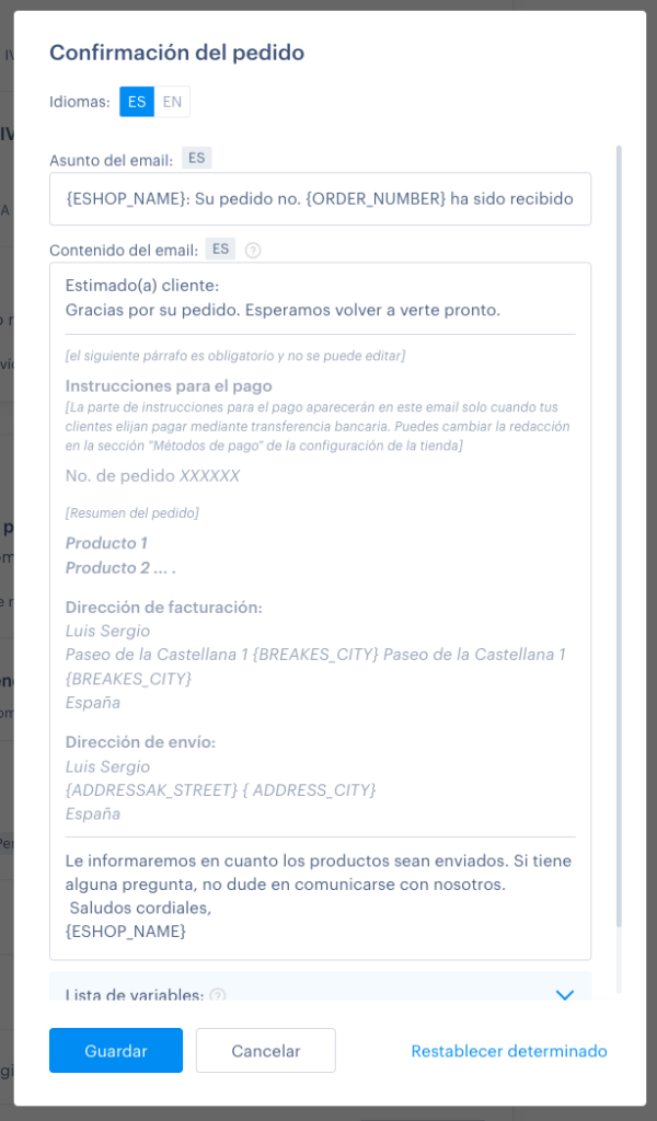confirmacion de pedido