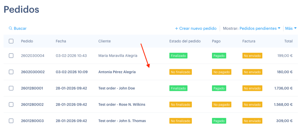 escoge pedido