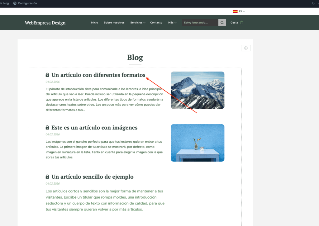 directamente en el articulo