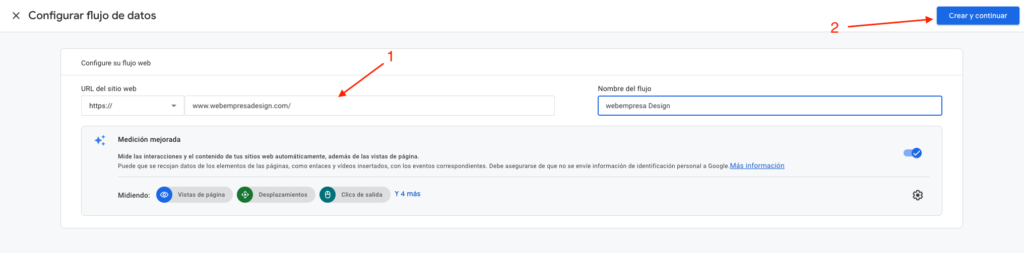 configurar flujo de datos