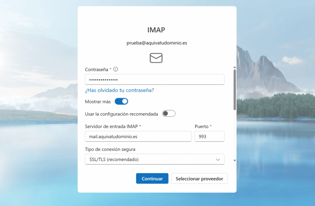 Paso dos de la configuración