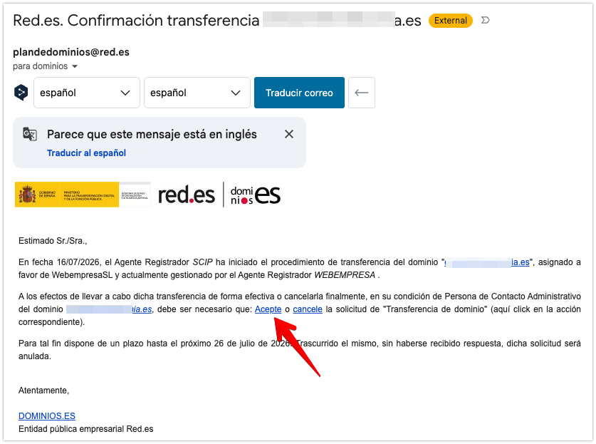 Confirmar transferencia